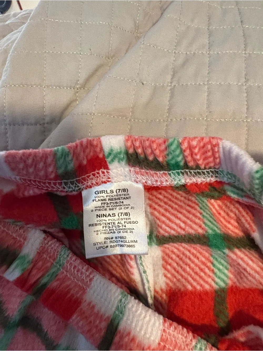 Holiday Time Red, White & Green Plaid Fleece Pajama Bottoms